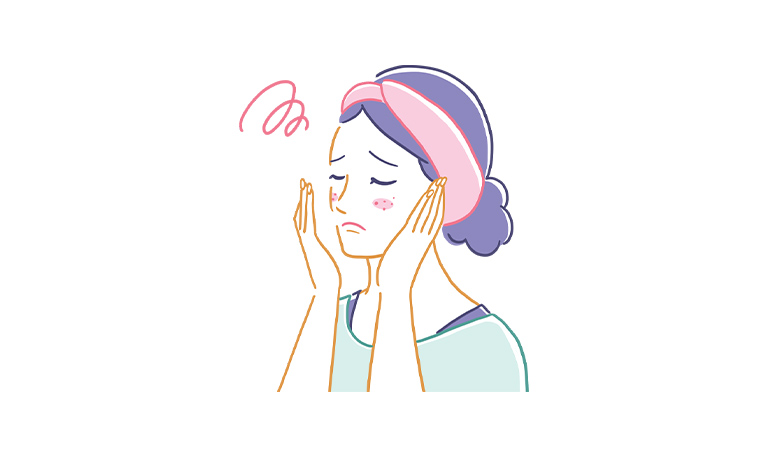 肌トラブルを起こした女性のイラスト